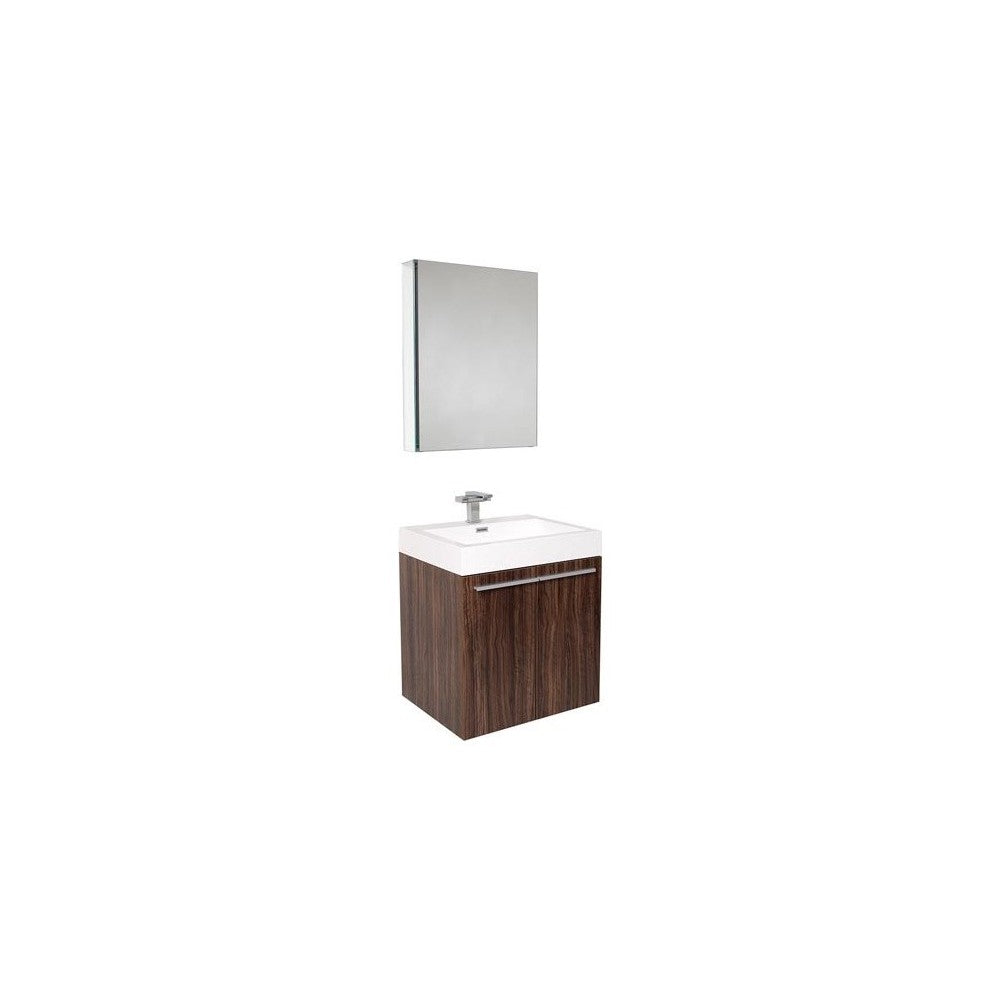 Fresca Alto 23" Walnut Modern Bathroom Vanity w/ Medicine Cabinet