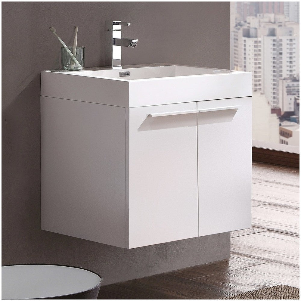 Fresca Alto 23" White Modern Bathroom Cabinet w/ Integrated Sink