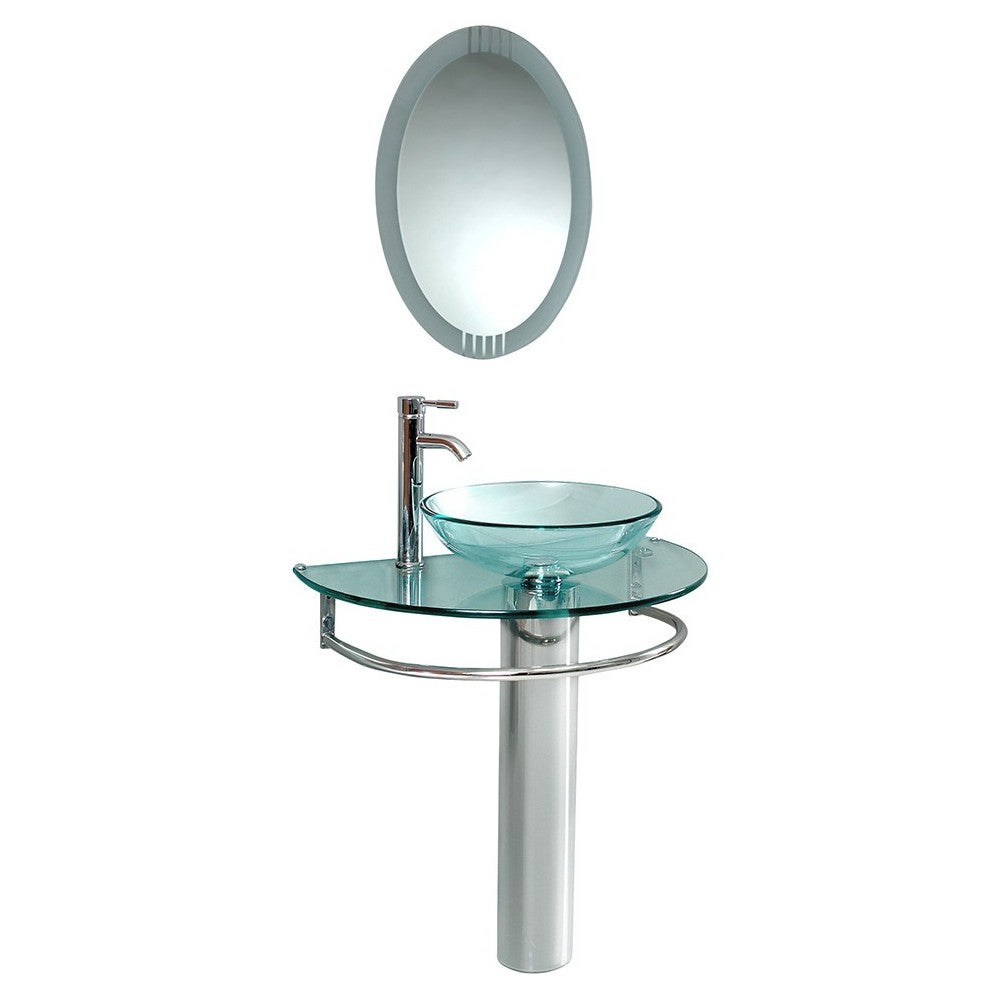 Fresca Attrazione 30" Modern Glass Bathroom Vanity w/ Frosted Edge Mirror