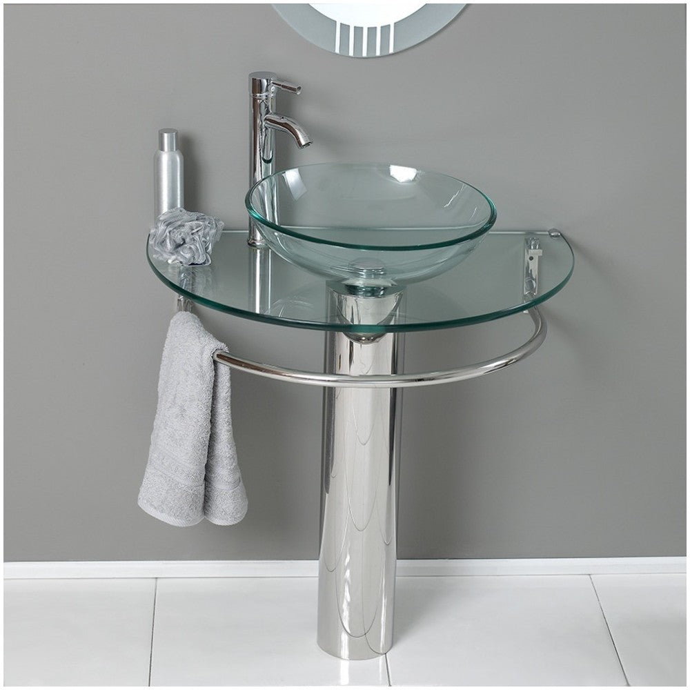 Fresca Attrazione 30" Modern Glass Bathroom Vanity w/ Frosted Edge Mirror