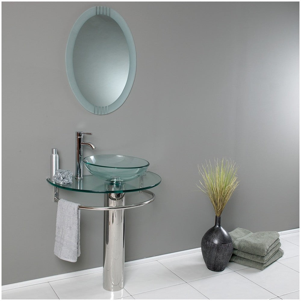 Fresca Attrazione 30" Modern Glass Bathroom Vanity w/ Frosted Edge Mirror