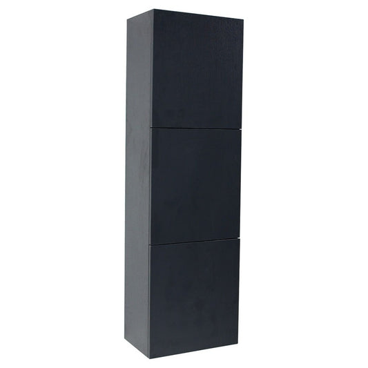 Fresca Black Bathroom Linen Side Cabinet w/ 3 Large Storage Areas