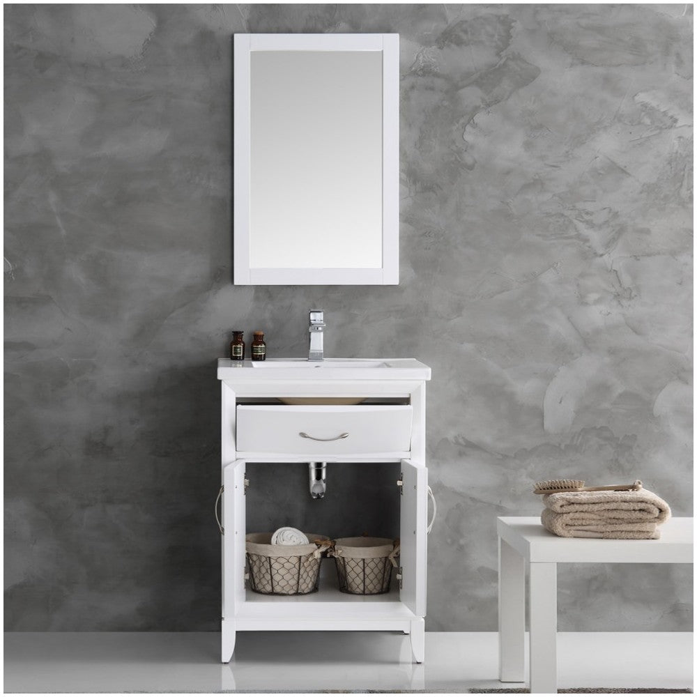 Fresca Cambridge 24" White Traditional Bathroom Vanity w/ Mirror