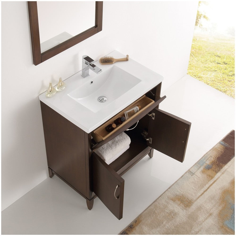 Fresca Cambridge 30" Antique Coffee Traditional Bathroom Vanity w/ Mirror