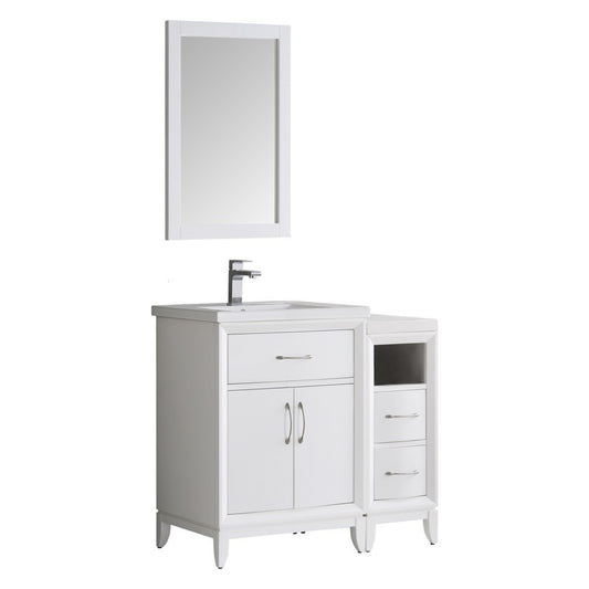 Fresca Cambridge 36" White Traditional Bathroom Vanity w/ Mirror