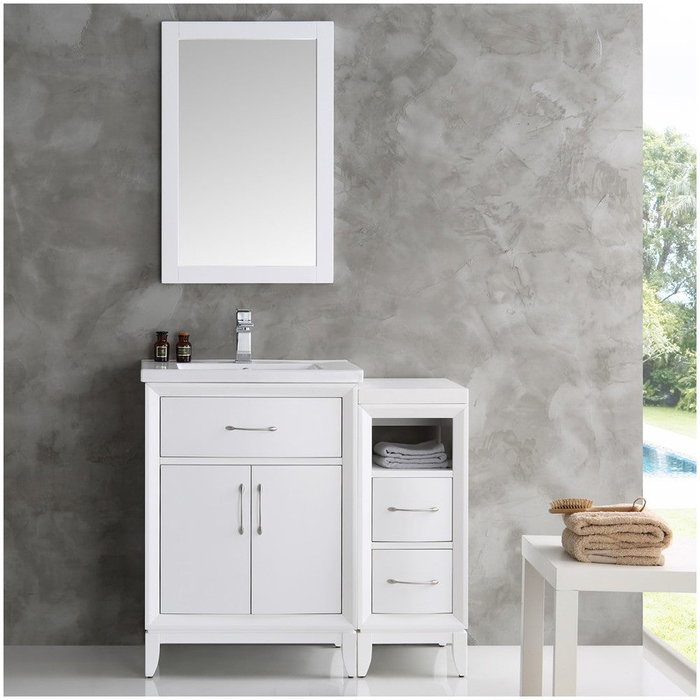 Fresca Cambridge 36" White Traditional Bathroom Vanity w/ Mirror