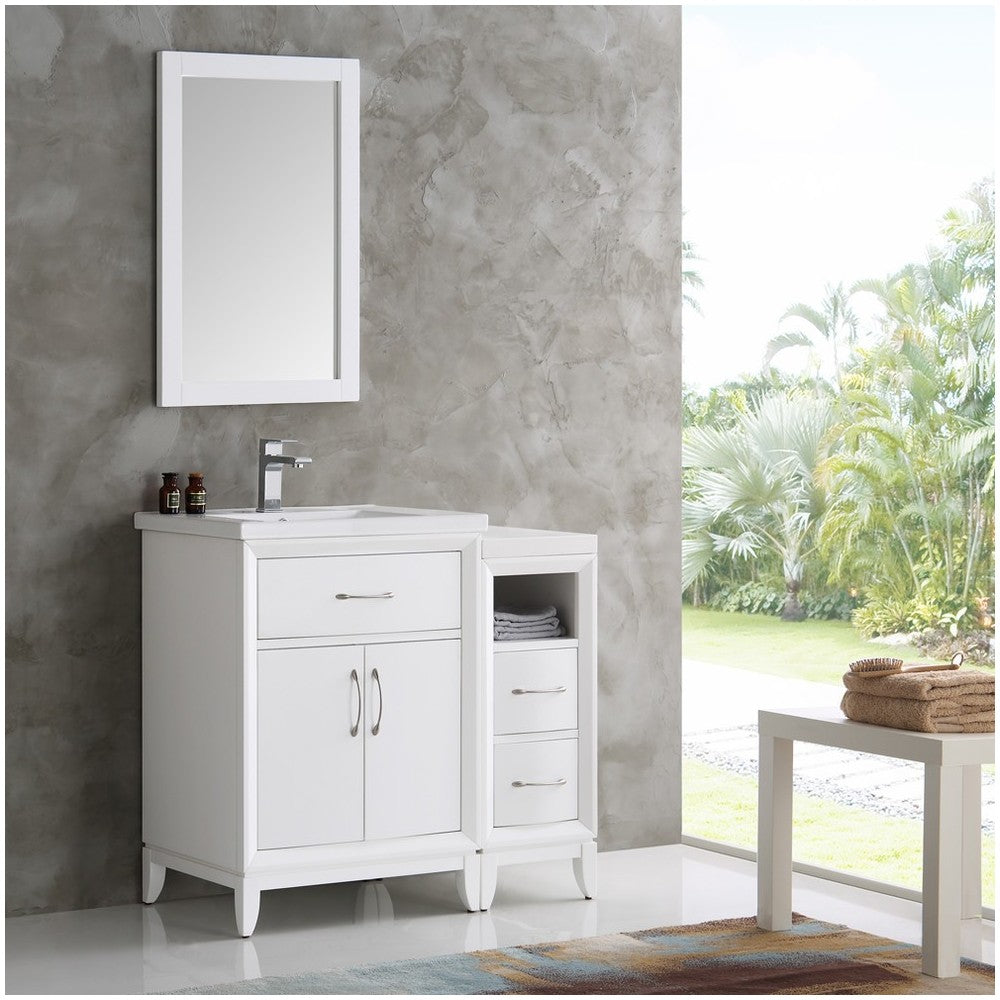 Fresca Cambridge 36" White Traditional Bathroom Vanity w/ Mirror