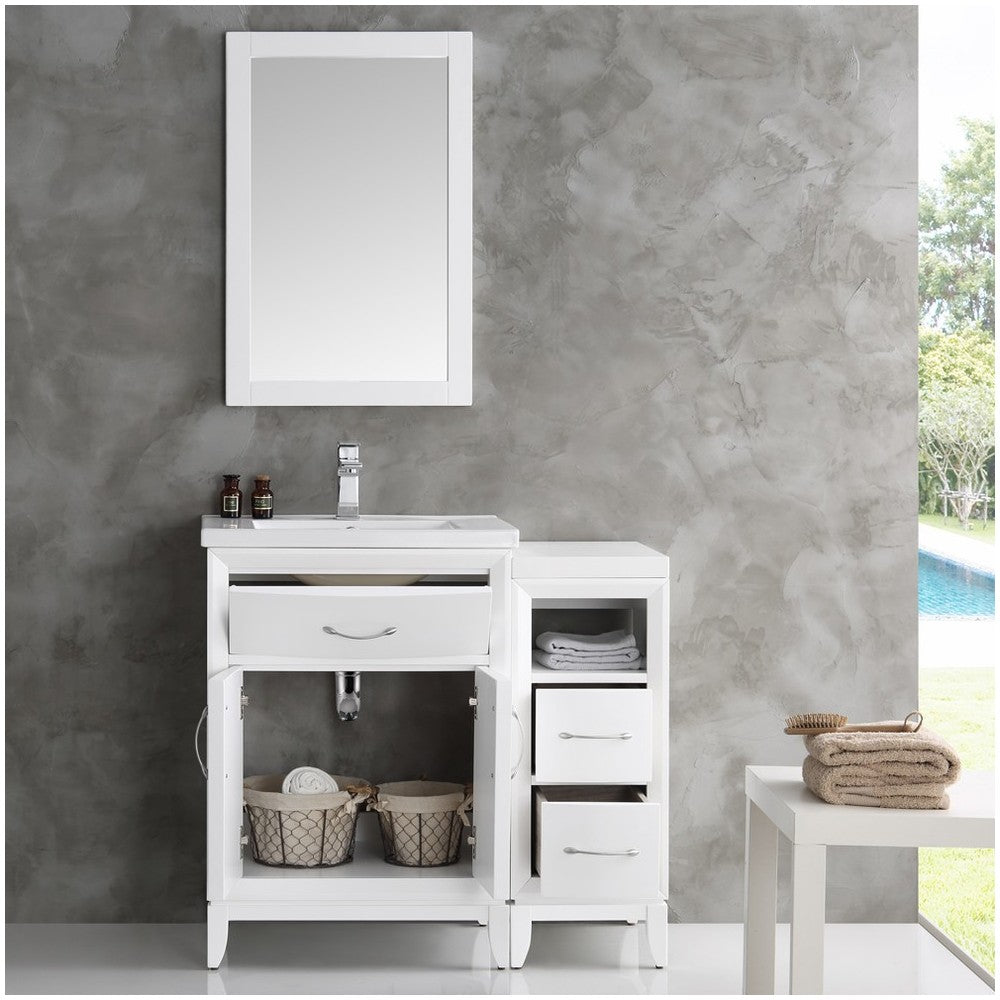 Fresca Cambridge 36" White Traditional Bathroom Vanity w/ Mirror