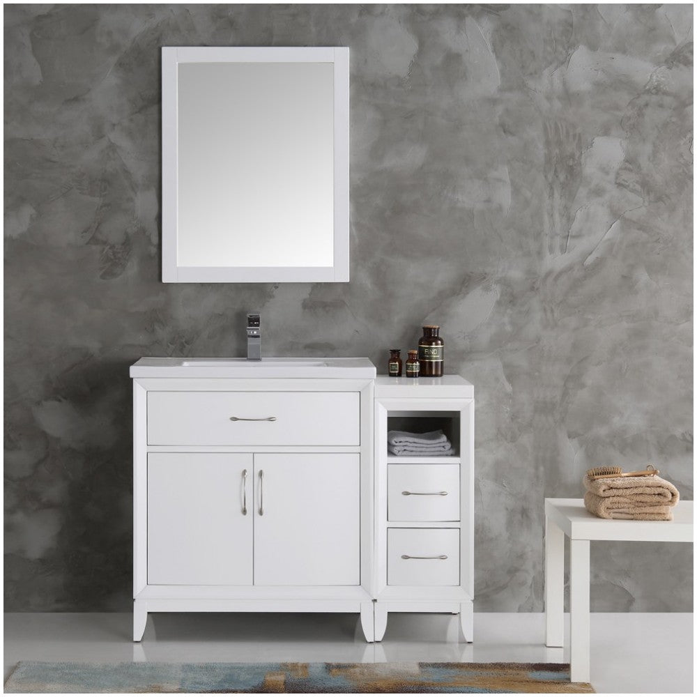 Fresca Cambridge 42" White Traditional Bathroom Vanity w/ Mirror