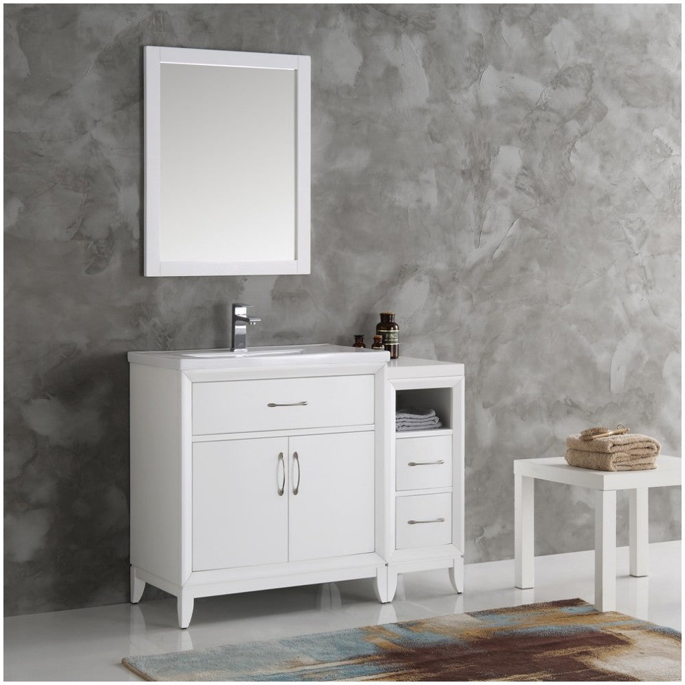 Fresca Cambridge 42" White Traditional Bathroom Vanity w/ Mirror