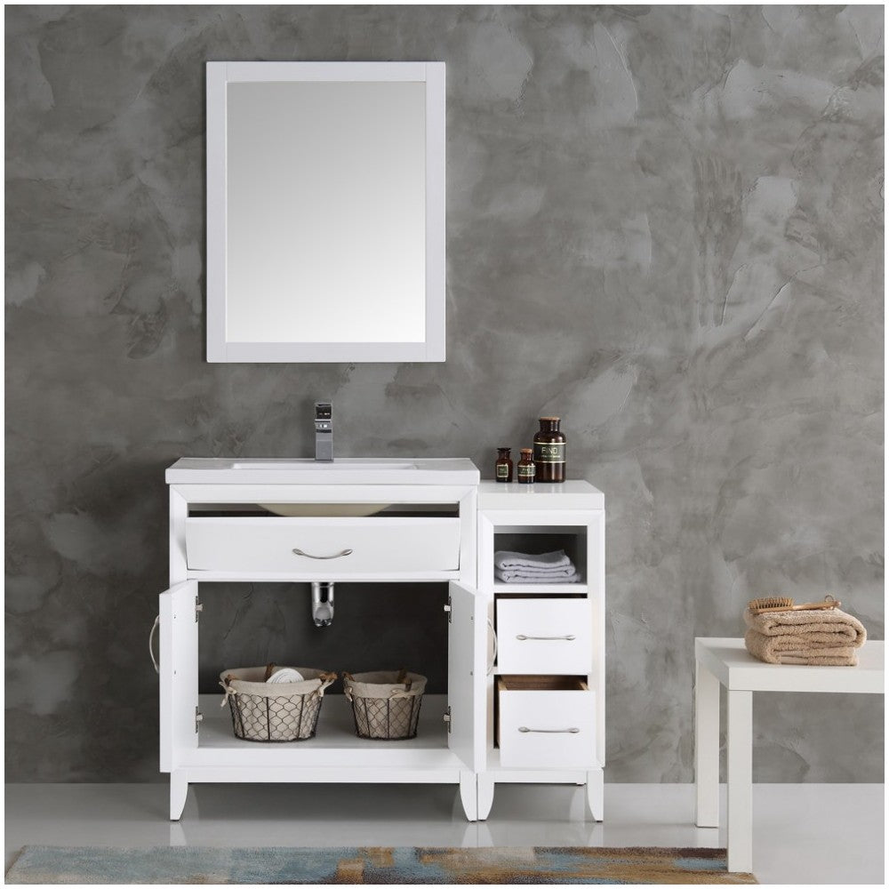 Fresca Cambridge 42" White Traditional Bathroom Vanity w/ Mirror