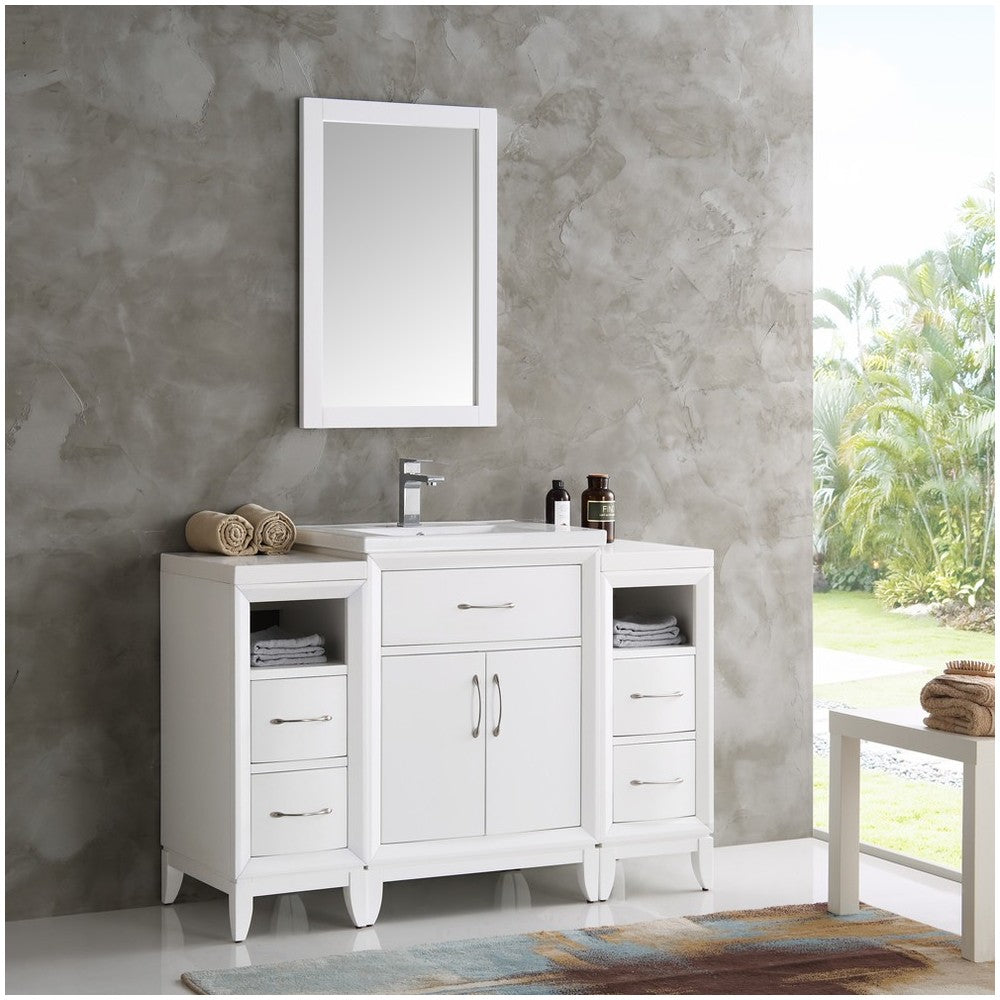 Fresca Cambridge 48" White Traditional Bathroom Vanity w/ Mirror