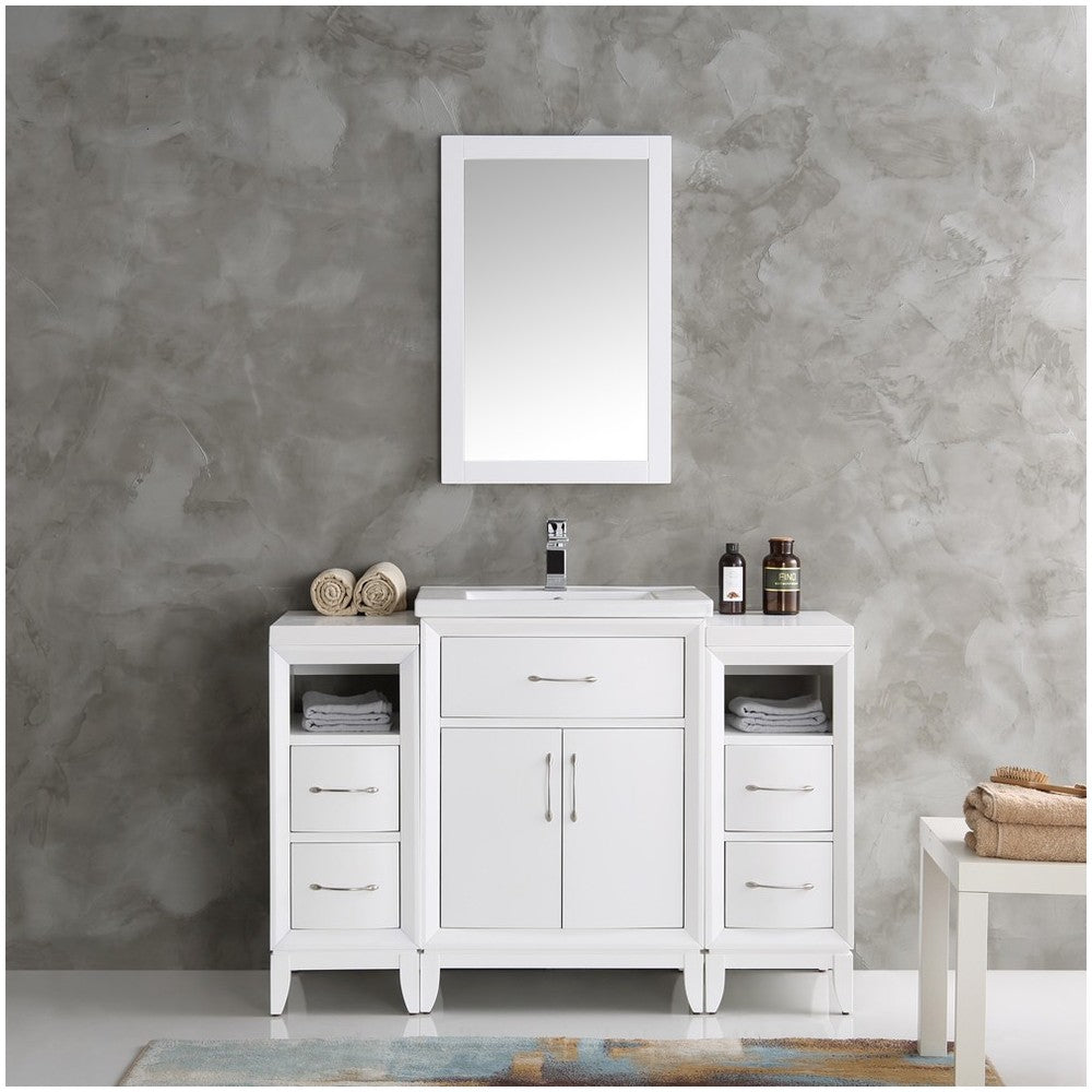 Fresca Cambridge 48" White Traditional Bathroom Vanity w/ Mirror