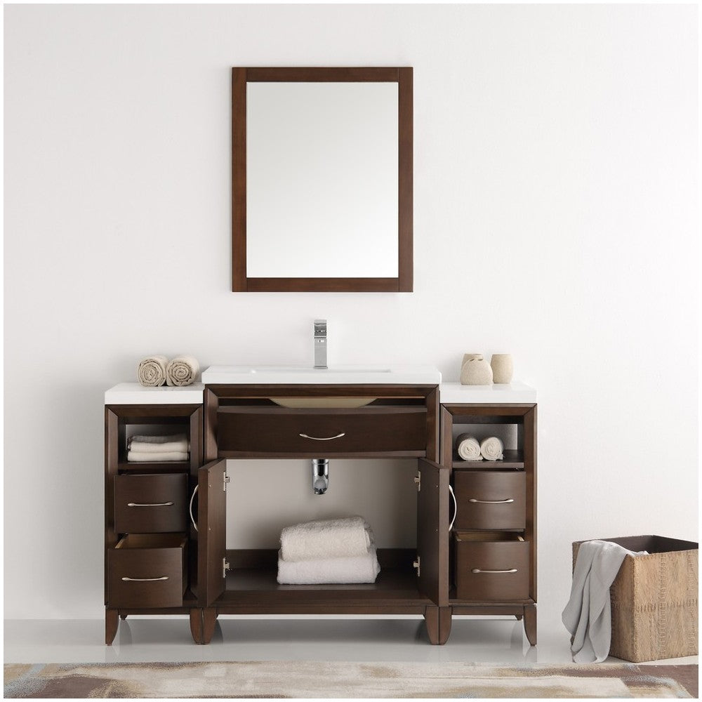 Fresca Cambridge 54" Antique Coffee Traditional Bathroom Vanity w/ Mirror