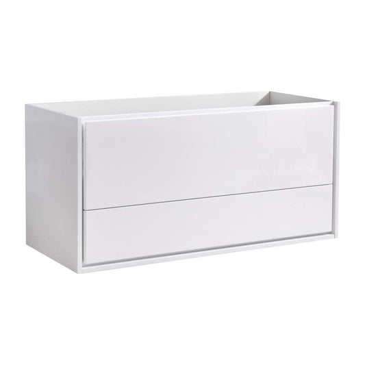 Fresca Catania 48" Glossy White Wall Hung Double Sink Modern Bathroom Cabinet