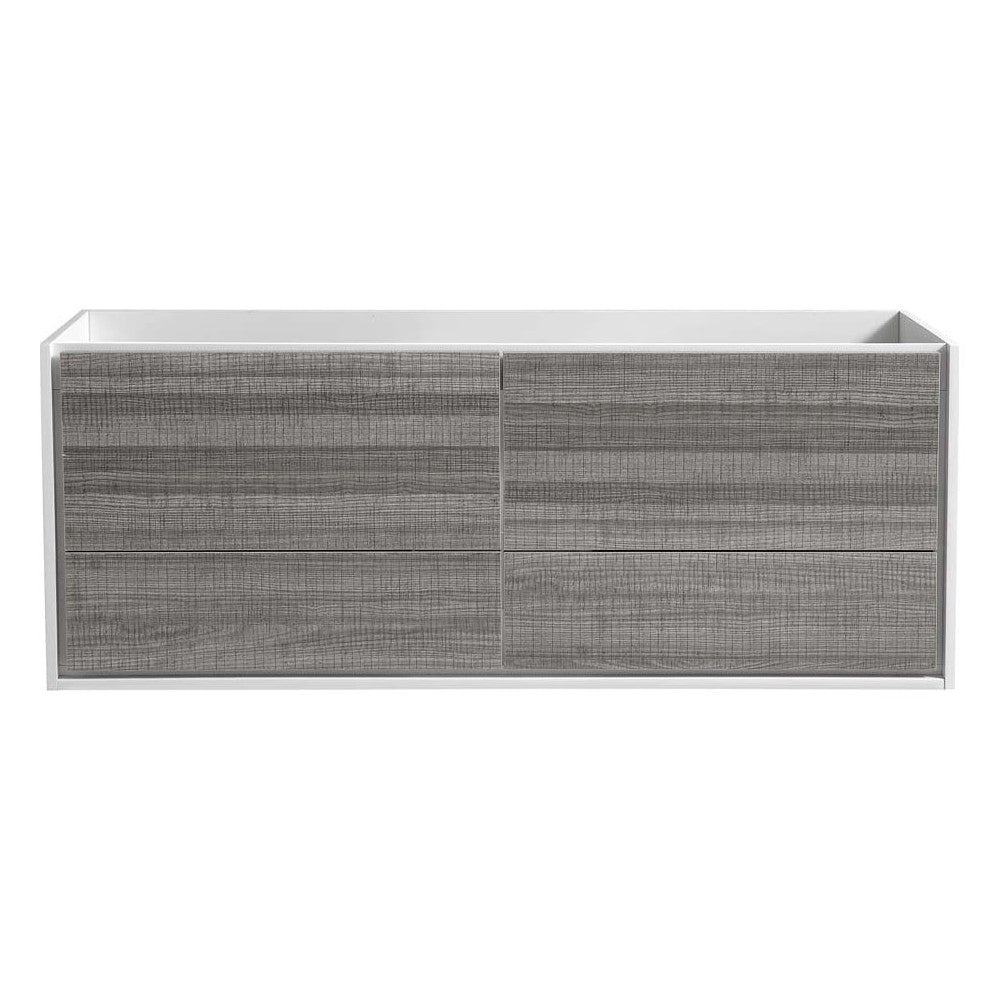 Fresca Catania 60" Glossy Ash Gray Wall Hung Single Sink Modern Bathroom Cabinet
