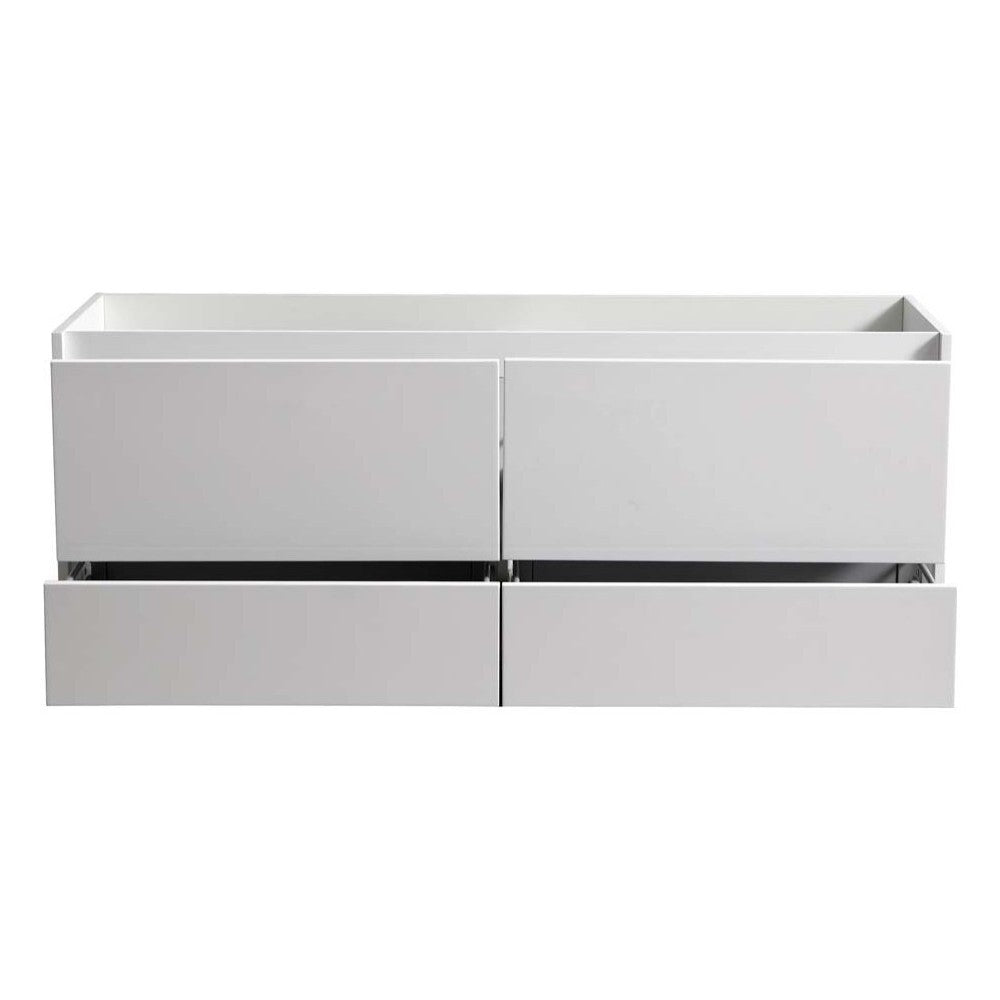 Fresca Catania 60" Glossy White Wall Hung Double Sink Modern Bathroom Cabinet