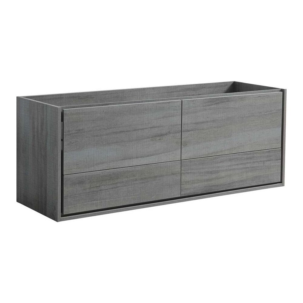 Fresca Catania 60" Ocean Gray Wall Hung Double Sink Modern Bathroom Cabinet