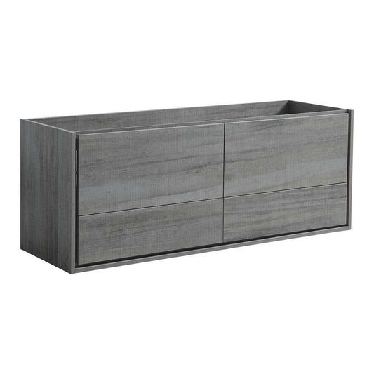 Fresca Catania 60" Ocean Gray Wall Hung Double Sink Modern Bathroom Cabinet