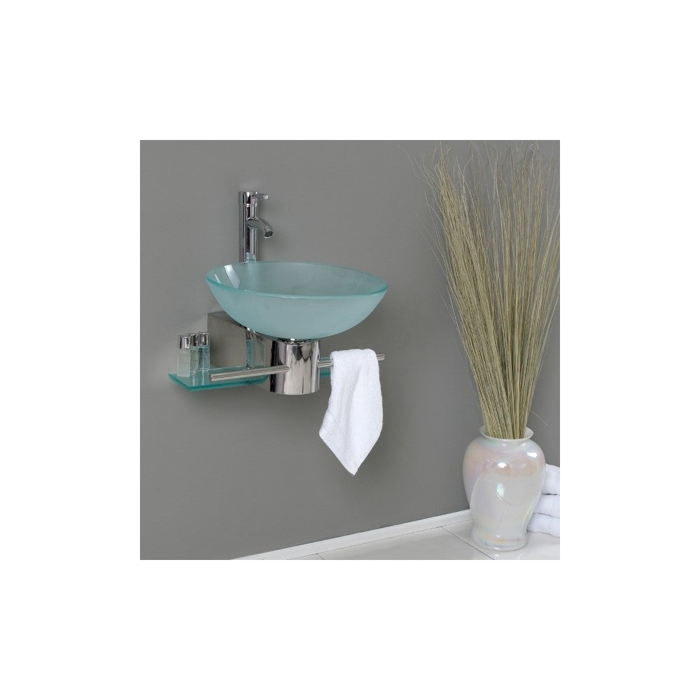 Fresca Cristallino 18" Modern Glass Bathroom Vanity w/ Frosted Vessel Sink