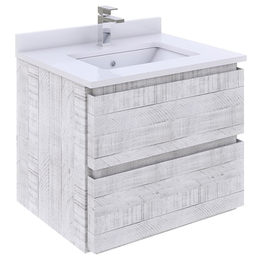 Fresca Formosa 23" Wall Hung Modern Bathroom Cabinet in Rustic White