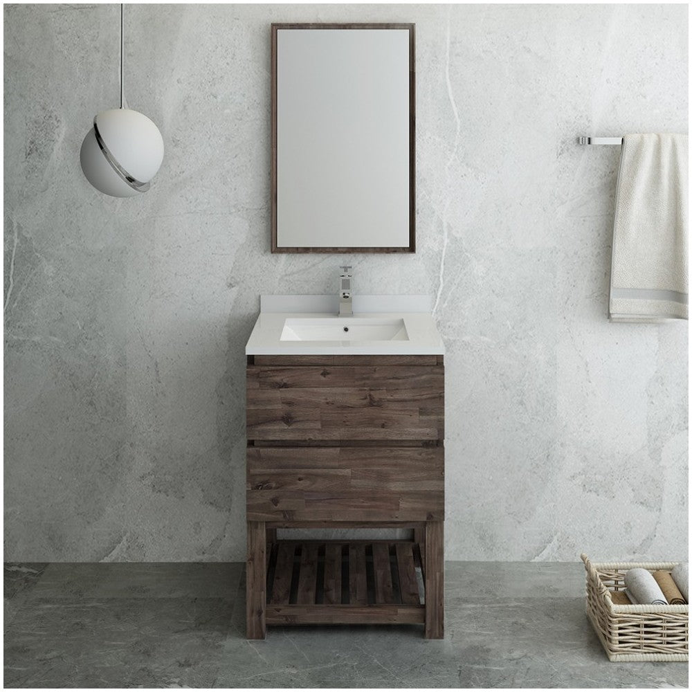 Fresca Formosa 24" Floor Standing Modern Bathroom Vanity w/ Open Bottom & Mirror