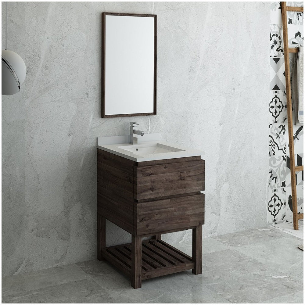 Fresca Formosa 24" Floor Standing Modern Bathroom Vanity w/ Open Bottom & Mirror