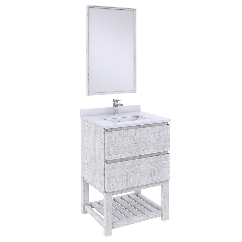 Fresca Formosa 24" Modern Bathroom Vanity w/ Open Bottom & Mirror in White