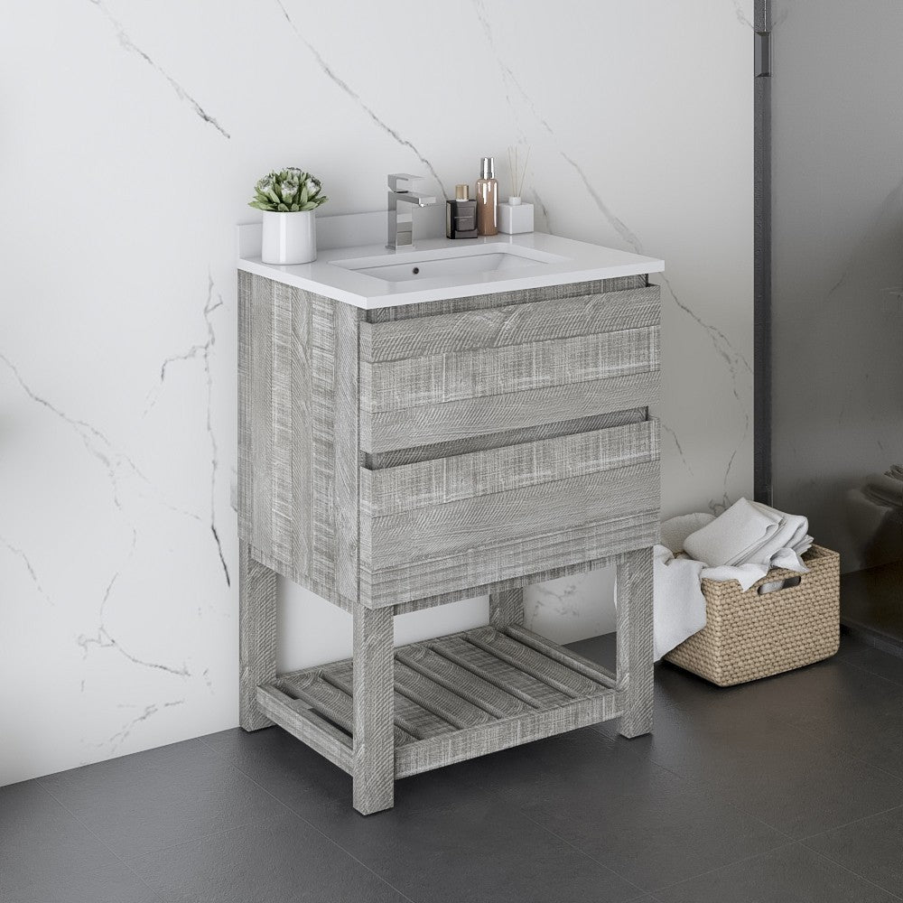 Fresca Formosa 24" Open Bottom Bathroom Cabinet w/ Top & Sink in Ash