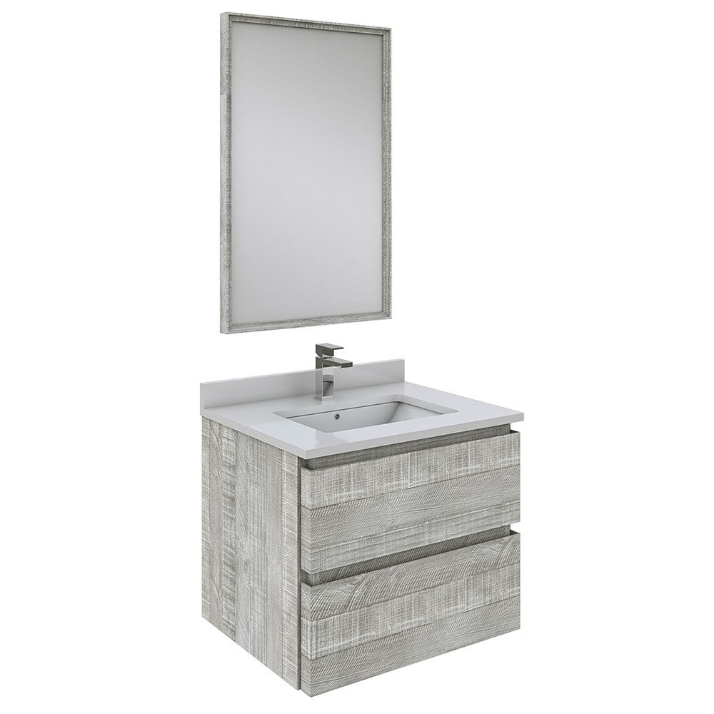 Fresca Formosa 24" Wall Hung Modern Bathroom Vanity w/ Mirror in Ash