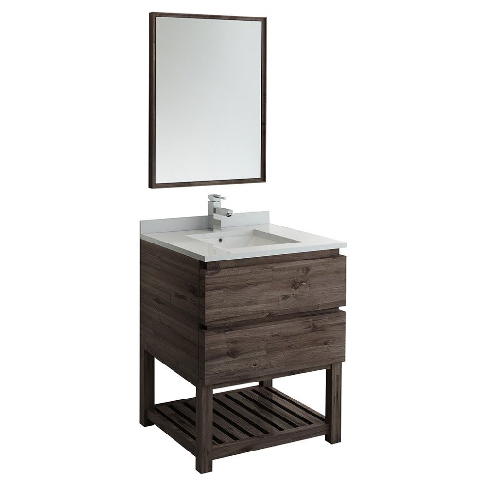 Fresca Formosa 30" Floor Standing Modern Bathroom Vanity w/ Open Bottom & Mirror