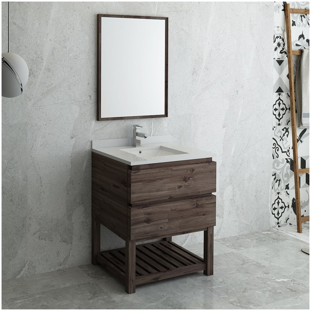 Fresca Formosa 30" Floor Standing Modern Bathroom Vanity w/ Open Bottom & Mirror