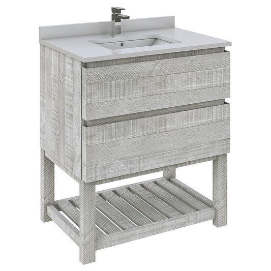 Fresca Formosa 30" Open Bottom Bathroom Cabinet w/ Top & Sink in Ash
