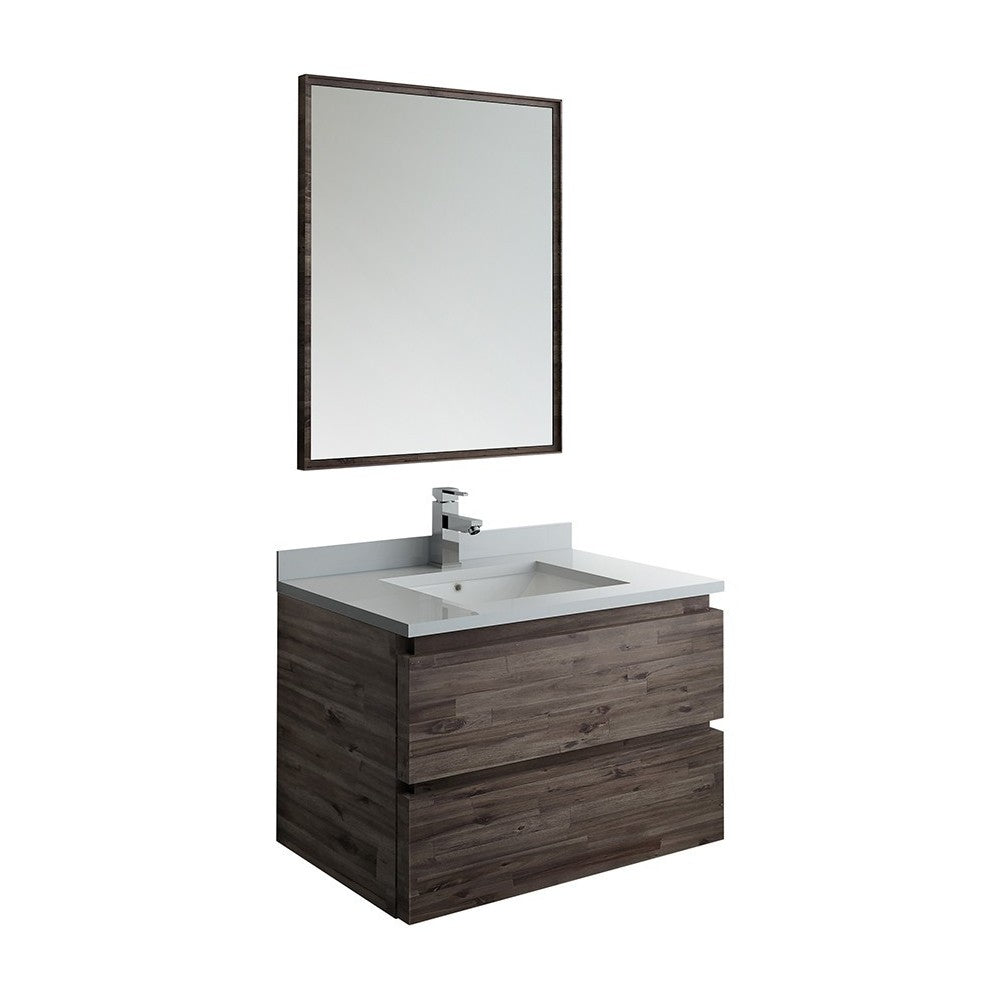 Fresca Formosa 30" Wall Hung Modern Bathroom Vanity w/ Mirror