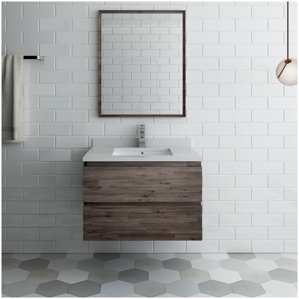 Fresca Formosa 30" Wall Hung Modern Bathroom Vanity w/ Mirror