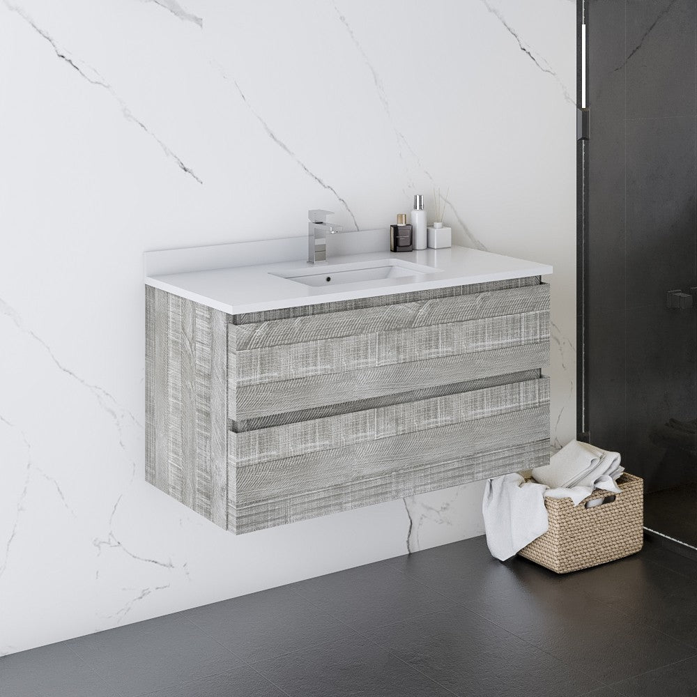 Fresca Formosa 35" Wall Hung Modern Bathroom Cabinet in Ash