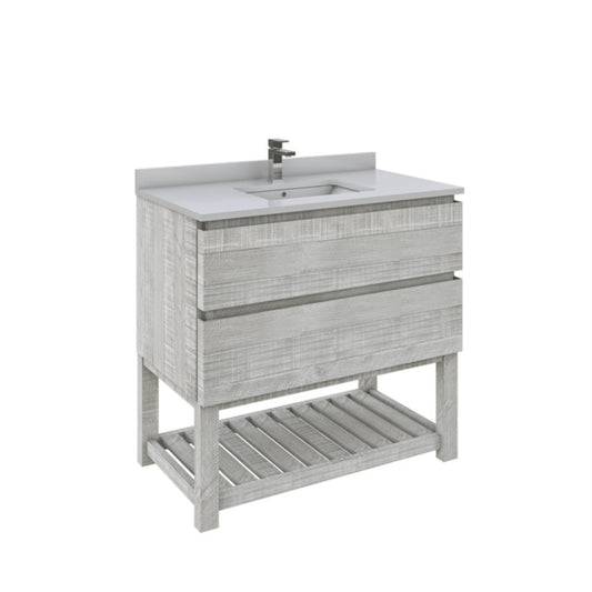 Fresca Formosa 36" Open Bottom Bathroom Cabinet w/ Top & Sink in Ash