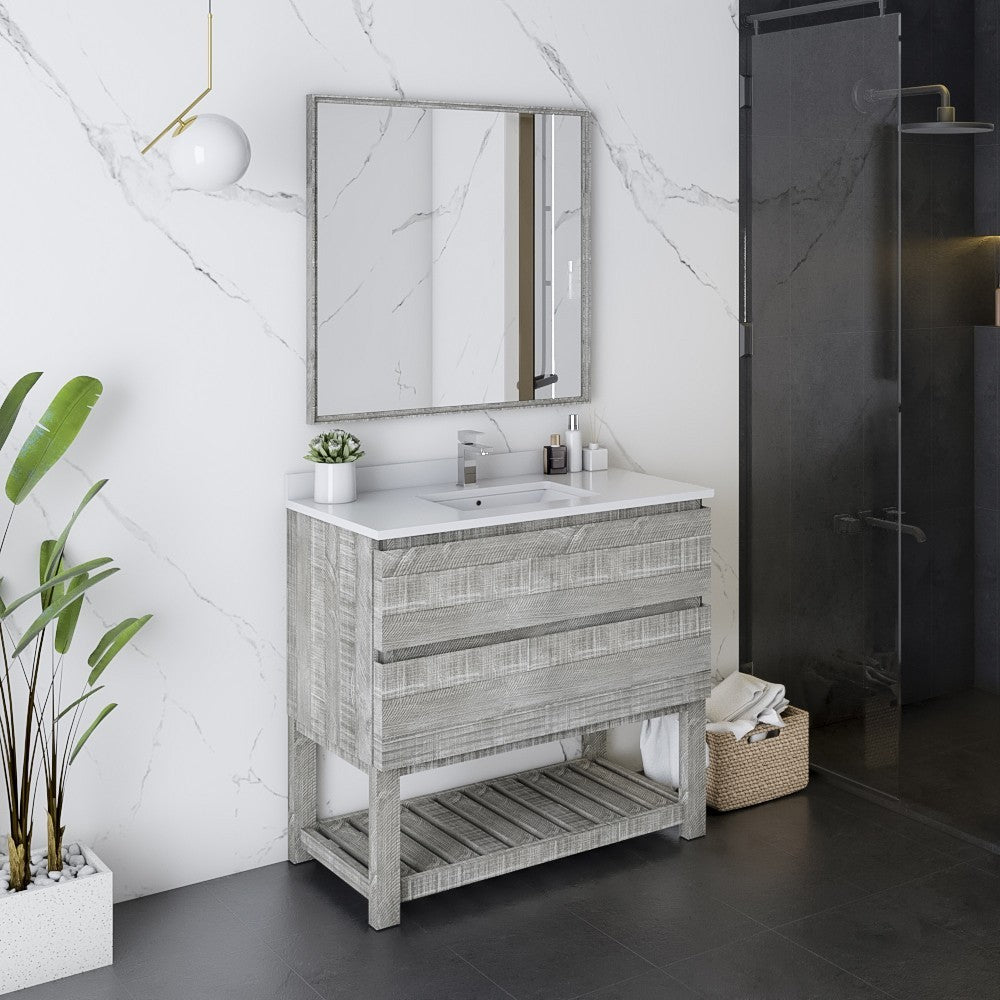 Fresca Formosa 36" Open Bottom Bathroom Cabinet w/ Top & Sink in Ash
