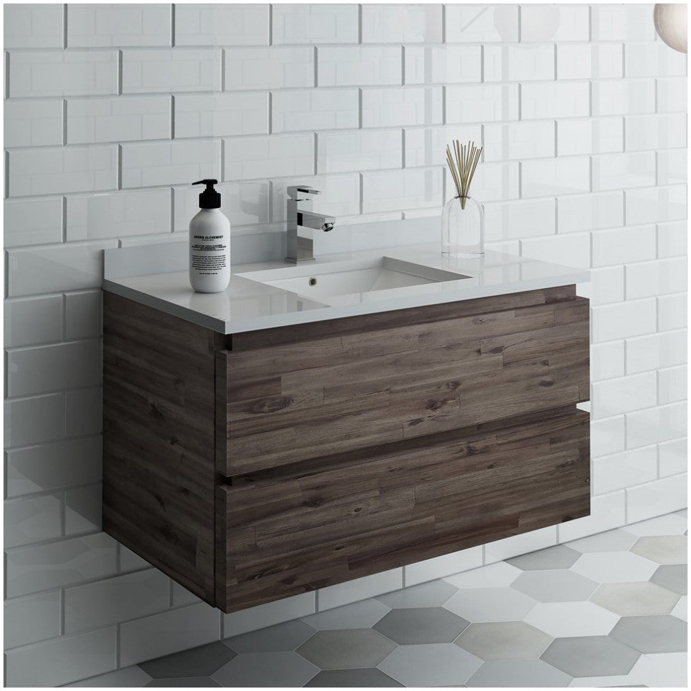 Fresca Formosa 36" Wall Hung Modern Bathroom Cabinet w/ Top & Sink
