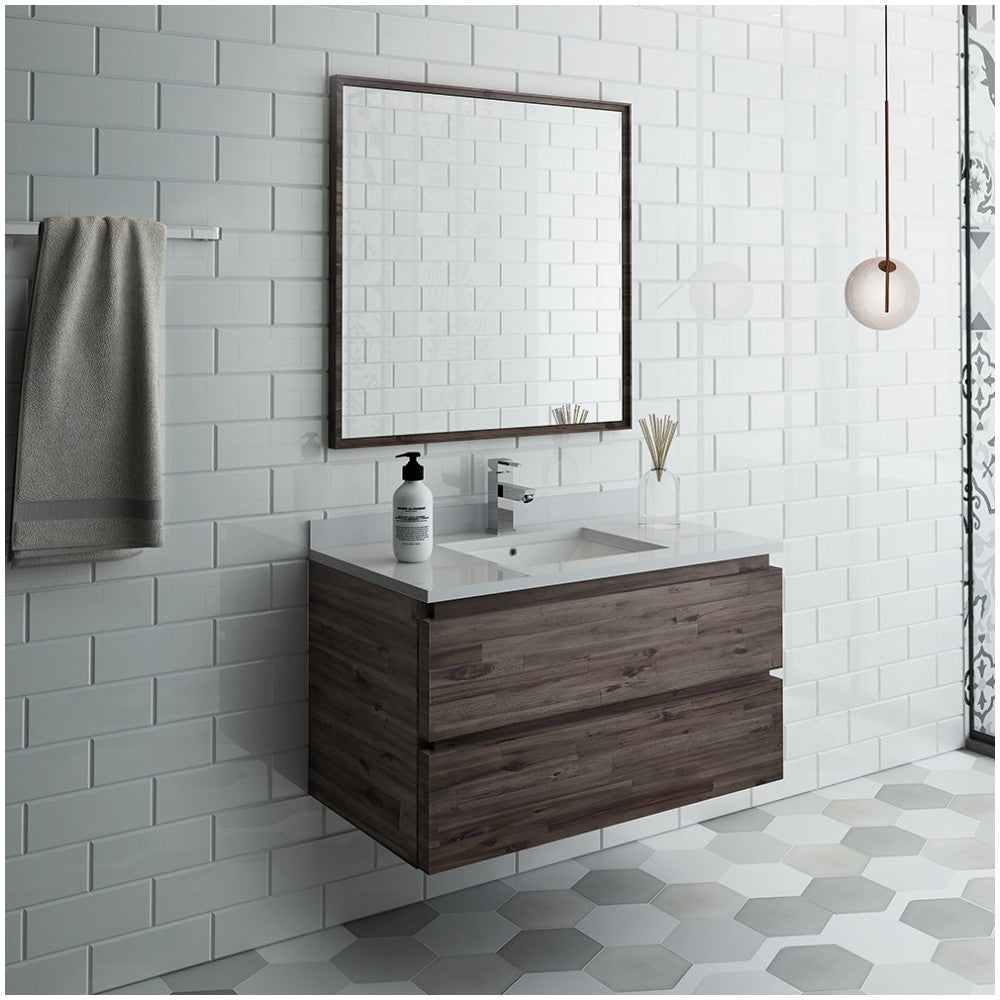 Fresca Formosa 36" Wall Hung Modern Bathroom Vanity w/ Mirror