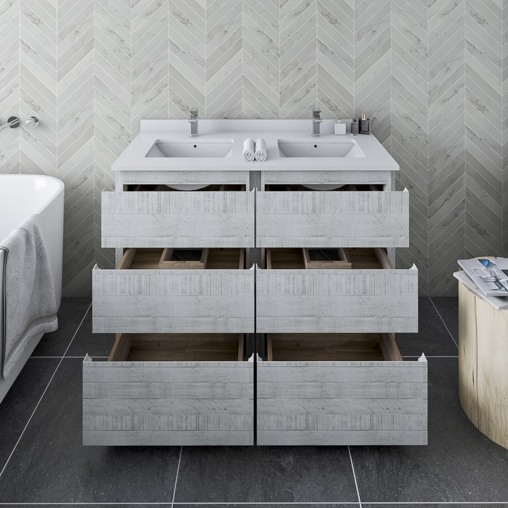 Fresca Formosa 46" Floor Standing Double Sink Bathroom Cabinet in Rustic White