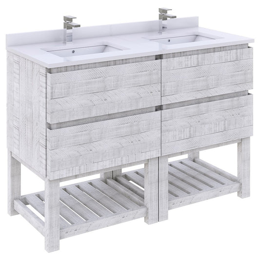 Fresca Formosa 46" Open Bottom Double Sink Bathroom Cabinet in Rustic White