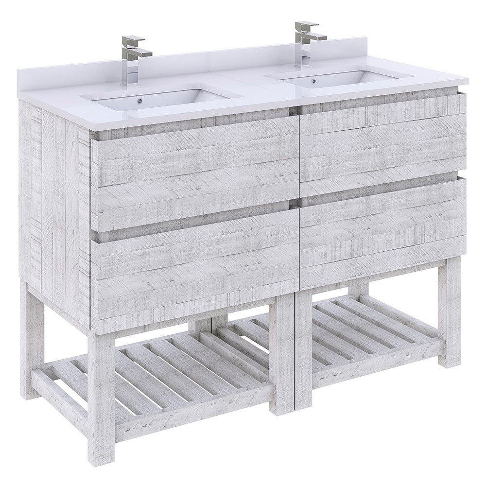 Fresca Formosa 48" Double Sink Bathroom Cabinet w/ Top & Sinks in White