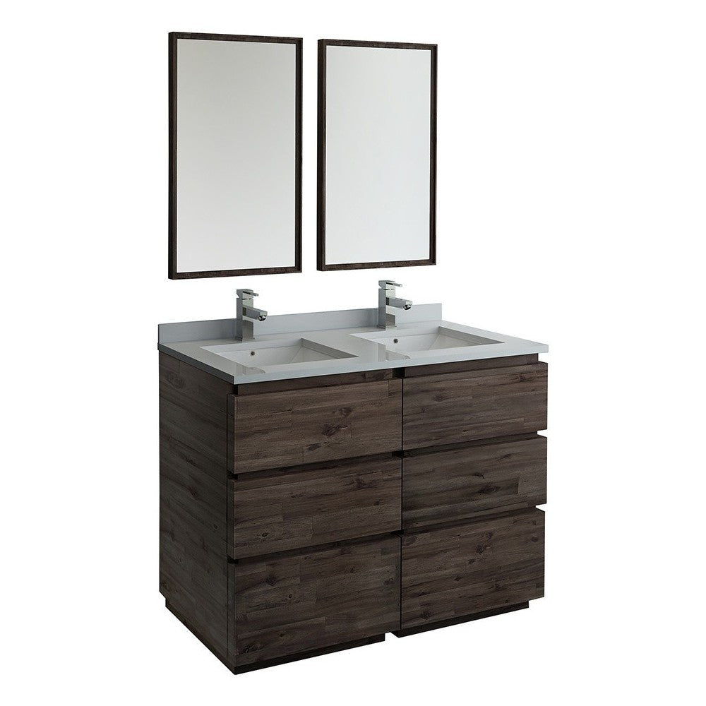 Fresca Formosa 48" Floor Standing Double Sink Modern Bathroom Vanity w/ Mirrors