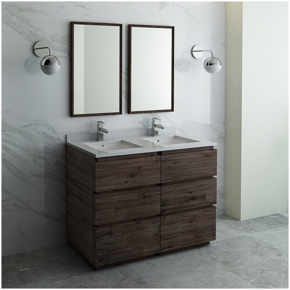 Fresca Formosa 48" Floor Standing Double Sink Modern Bathroom Vanity w/ Mirrors