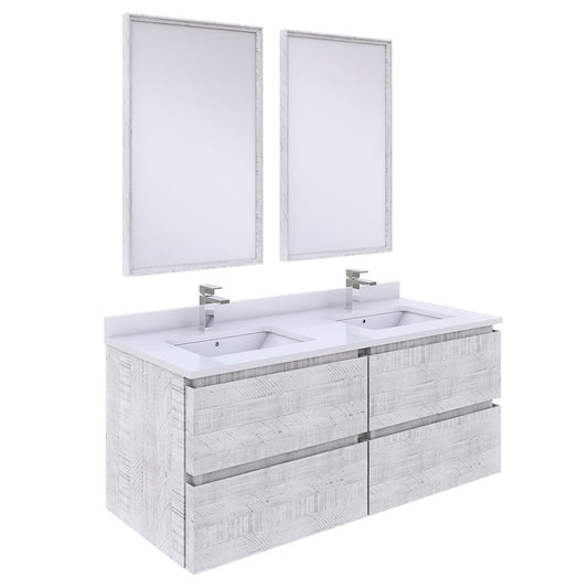 Fresca Formosa 48" Wall Hung Double Sink Bathroom Vanity in Rustic White