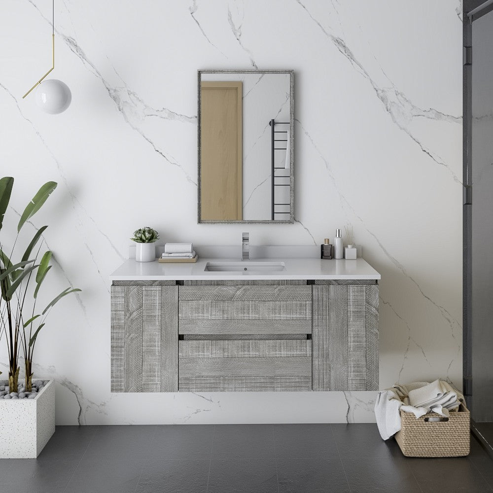 Fresca Formosa 48" Wall Hung Modern Bathroom Cabinet w/ Top & Sink in Ash