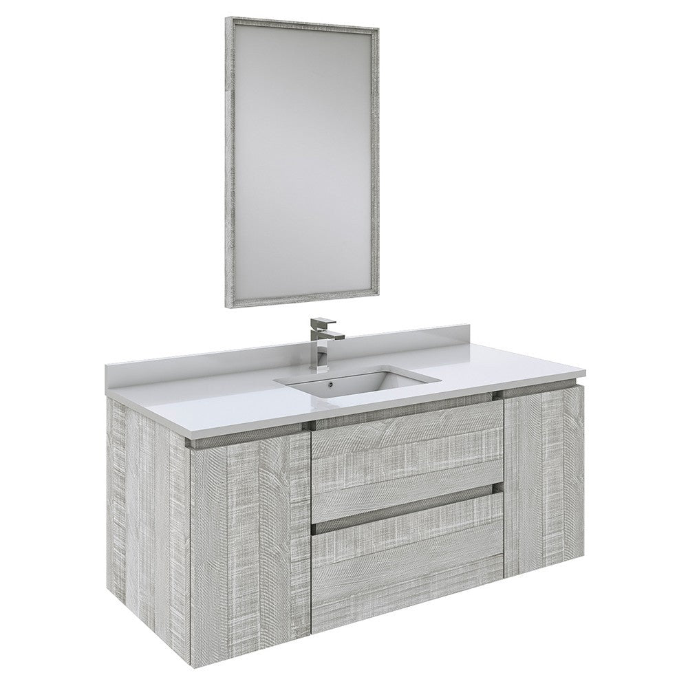 Fresca Formosa 48" Wall Hung Modern Bathroom Vanity w/ Mirror in Ash