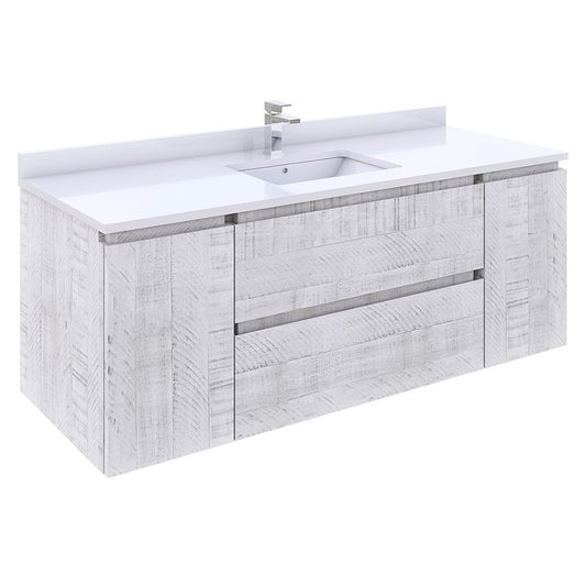 Fresca Formosa 53" Wall Hung Modern Bathroom Cabinet in Rustic White