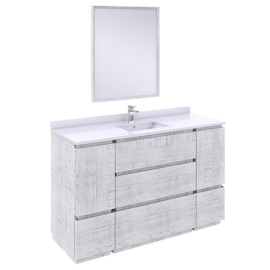 Fresca Formosa 54" Floor Standing Modern Bathroom Vanity in Rustic White